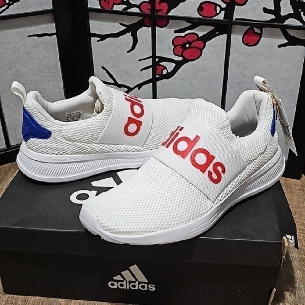 Adidas Lite Racer White Red Shoes Size 9‎ New - Picture 2 of 10
